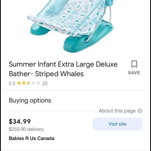 Summer Infant® Extra Large Deluxe Bather- Striped Whales - Picture 2 of 2